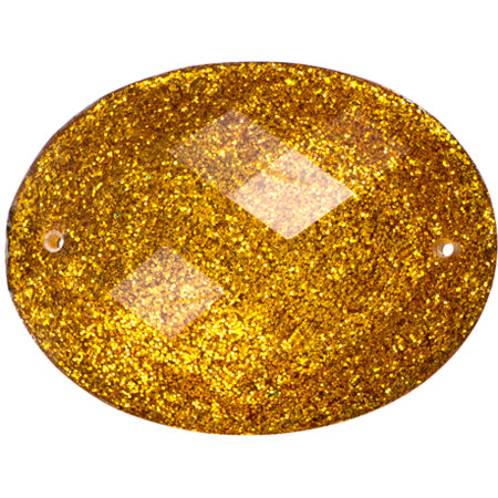 Resin Sew-on Glitter Stone 10p Oval 30x40mm Marigold