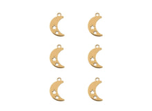 Load image into Gallery viewer, Sweet &amp; Petite Charms 11.7x7.5mm Moon with Stars 6pcs
