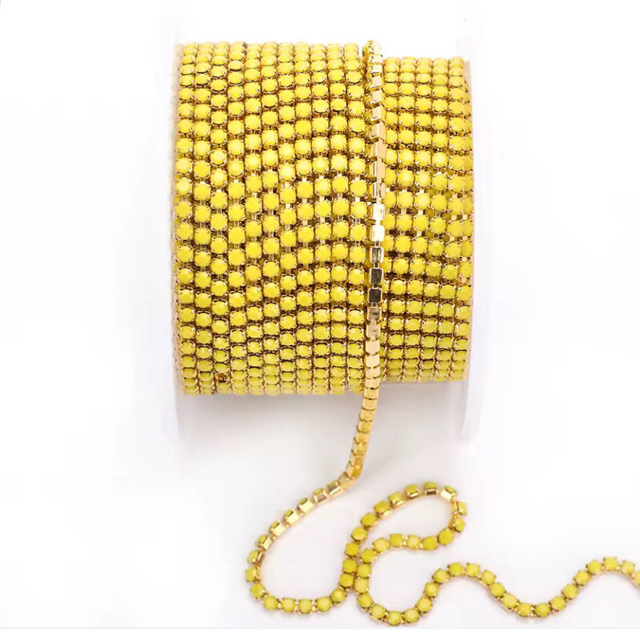 Gold Citrine Porcelain Rhinestone Banding ss6