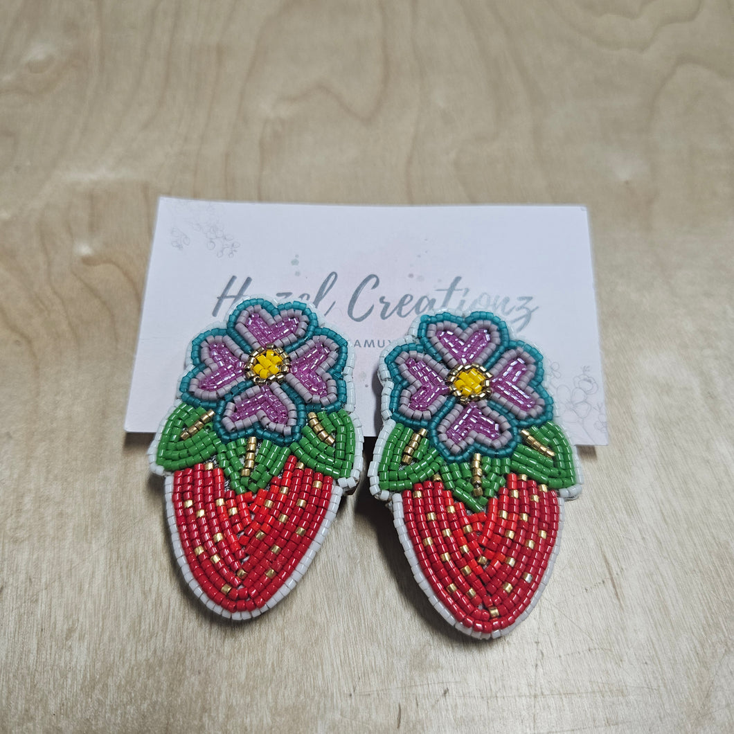 Hazel Creations - Strawberries Teal Flowers