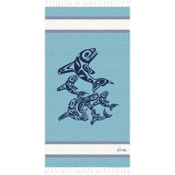 Artisan Cotton Towel (Large)- Orca Family by Paul Windsor