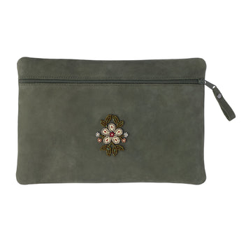 Floret Beaded Utility Bag - Forest Green