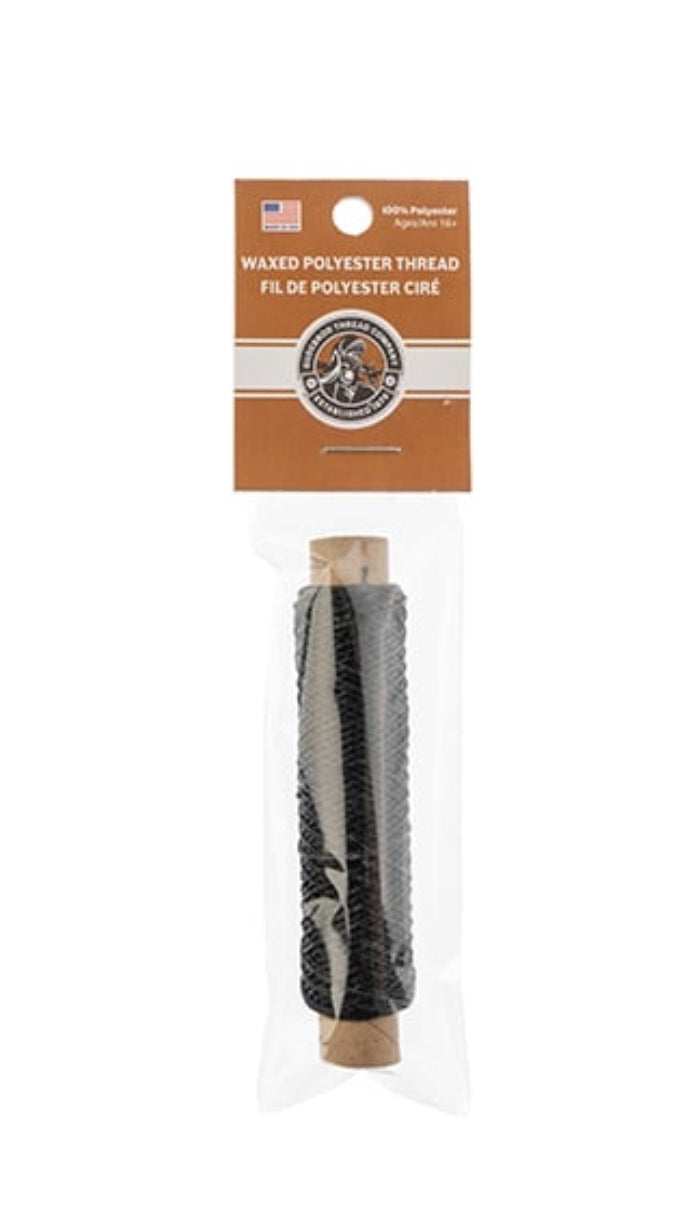 Gudebrod Waxed Thread 3ply 75ft (25yrd) Bobbin 0.38mm - Black