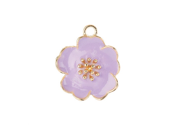 Sweet & Petite Charms 20x24mm Purple Flower 4pc