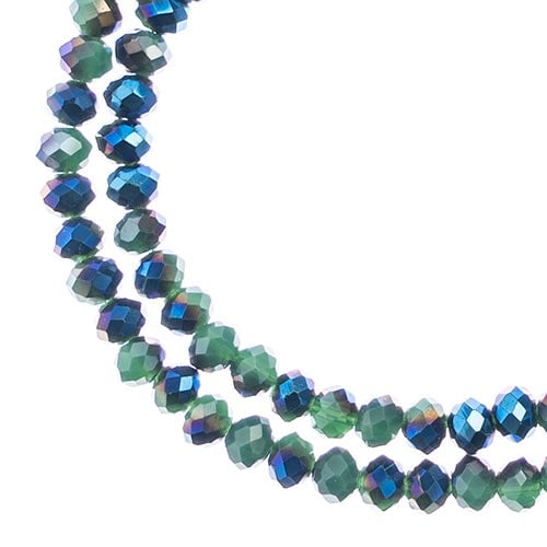 Rondelle 3x4mm Opaque Dark Green with Half Blue Iris