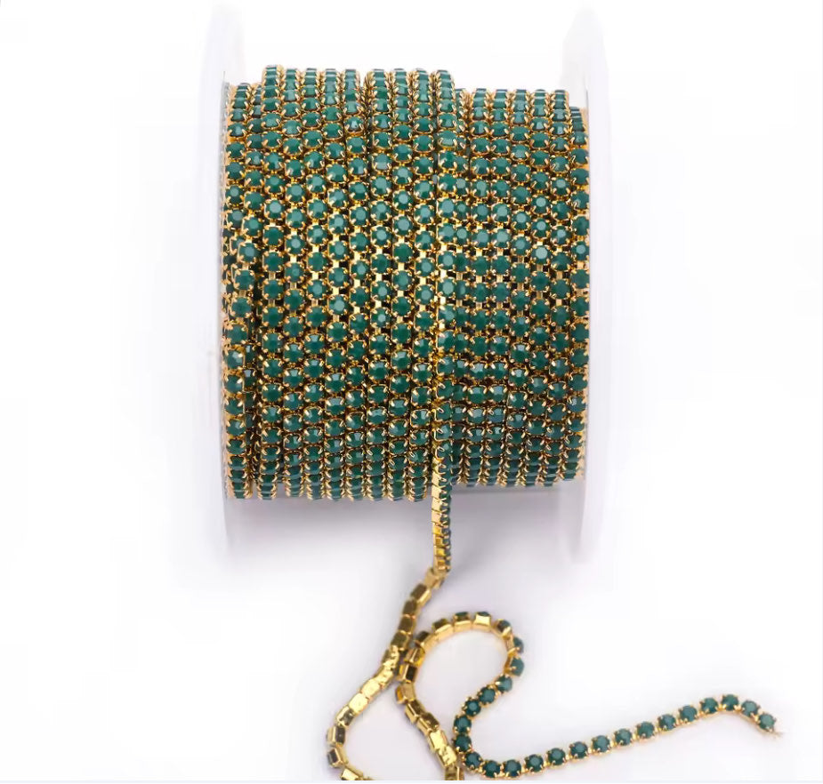 Gold Emerald Porcelain Rhinestone Banding ss6
