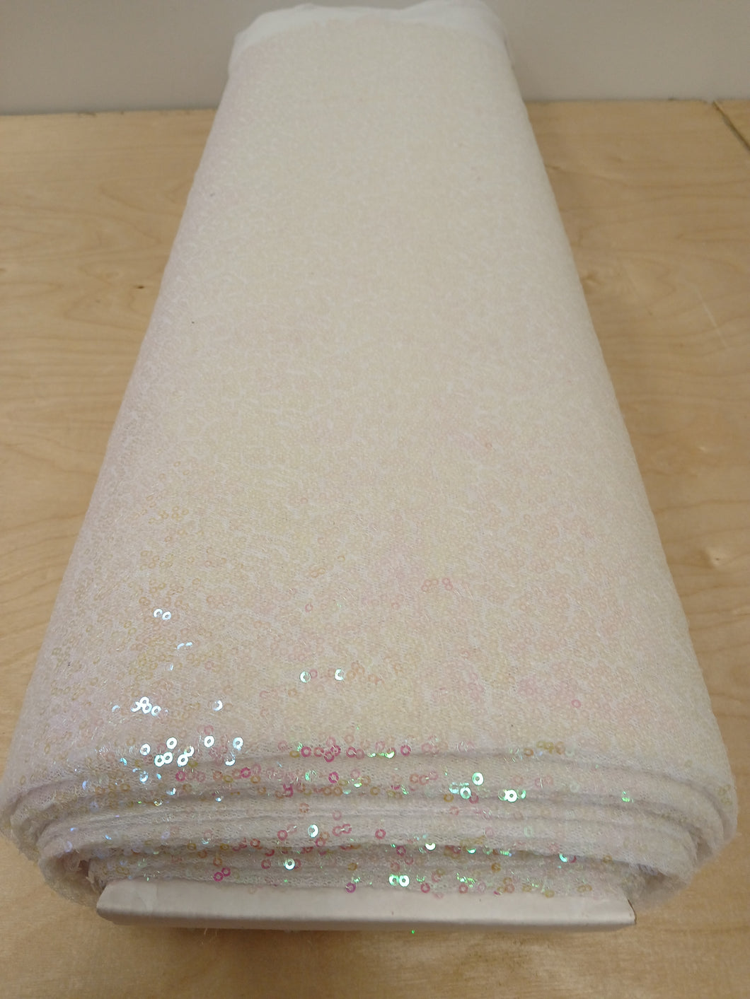 (Per yard) Iridescent White 3mm Sequin Mesh