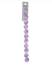 Load image into Gallery viewer, Resin Round Beads with Heart 7" Strand (15.8mm) - Purple
