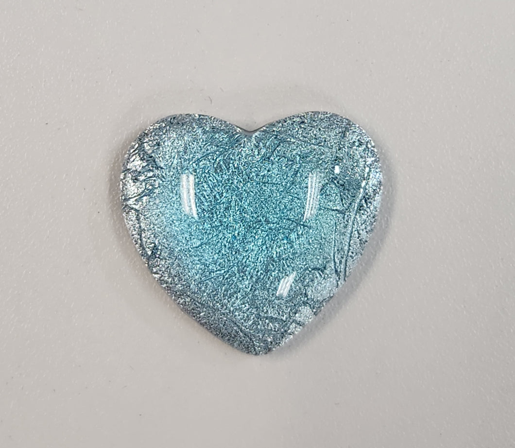 Foil Heart Cab- Turquoise (1 each)