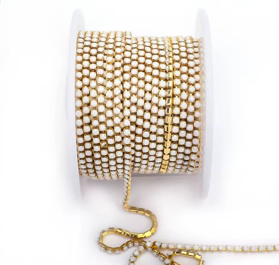 Gold White Porcelain Rhinestone Banding ss6