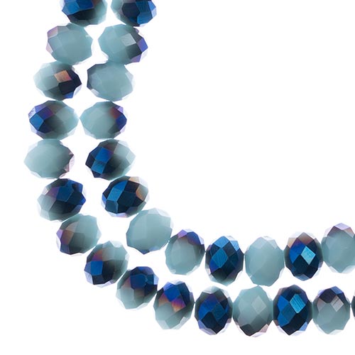 Rondelle 6x8mm Opaque Light Blue with Half Blue Iris