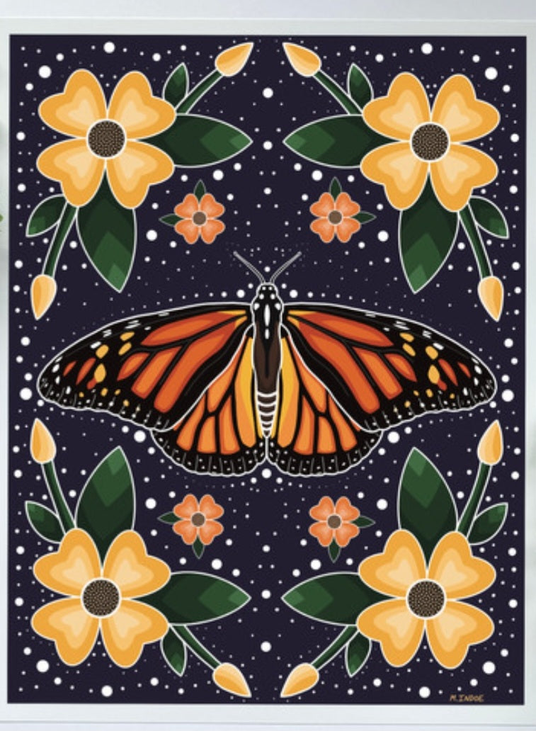 Tea Towel (microfiber) - Monarch Butterfly by Marissa Indoe