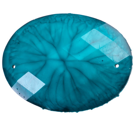 Resin Sew-on Crinkle Stone 10pcs Oval 30x40mm Peacock Blue