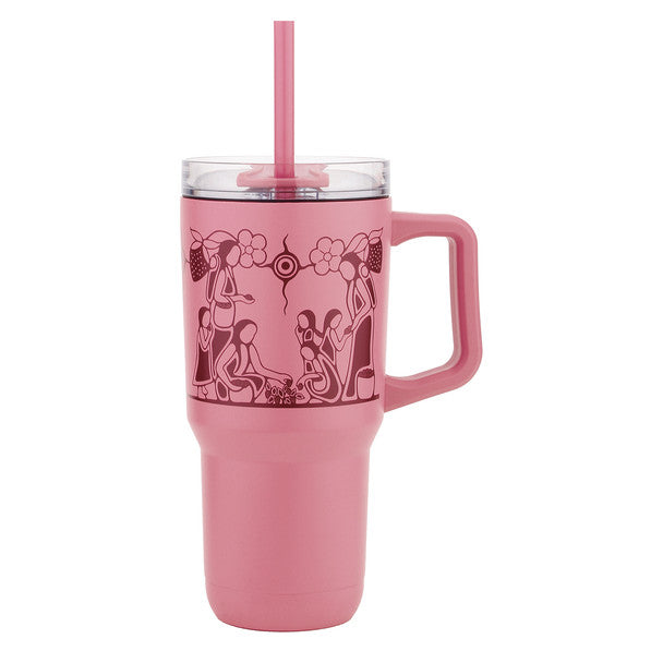 Insulated Tumbler with Straw (32oz) - Heart Berry Gatherers by Sharifah Marsden