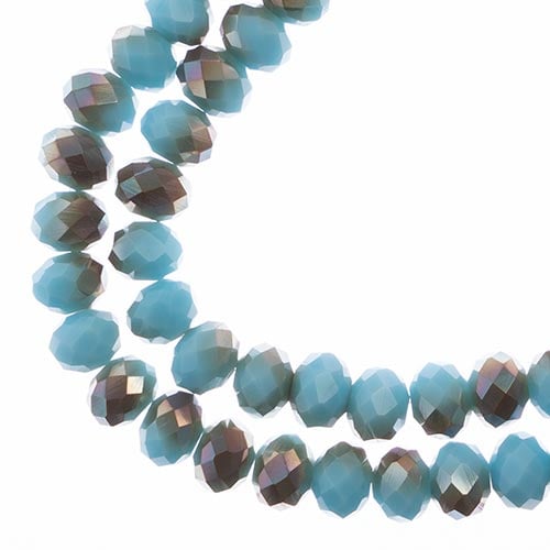 Rondelle 6x8mm Opaque Blue with Half Champagne Luster