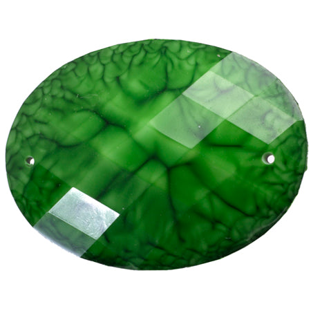 Resin Sew-on Crinkle Stone 10pcs Oval 30x40mm Emerald Green