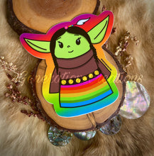 Load image into Gallery viewer, (Large) Girl Indigenous Yoda Sticker
